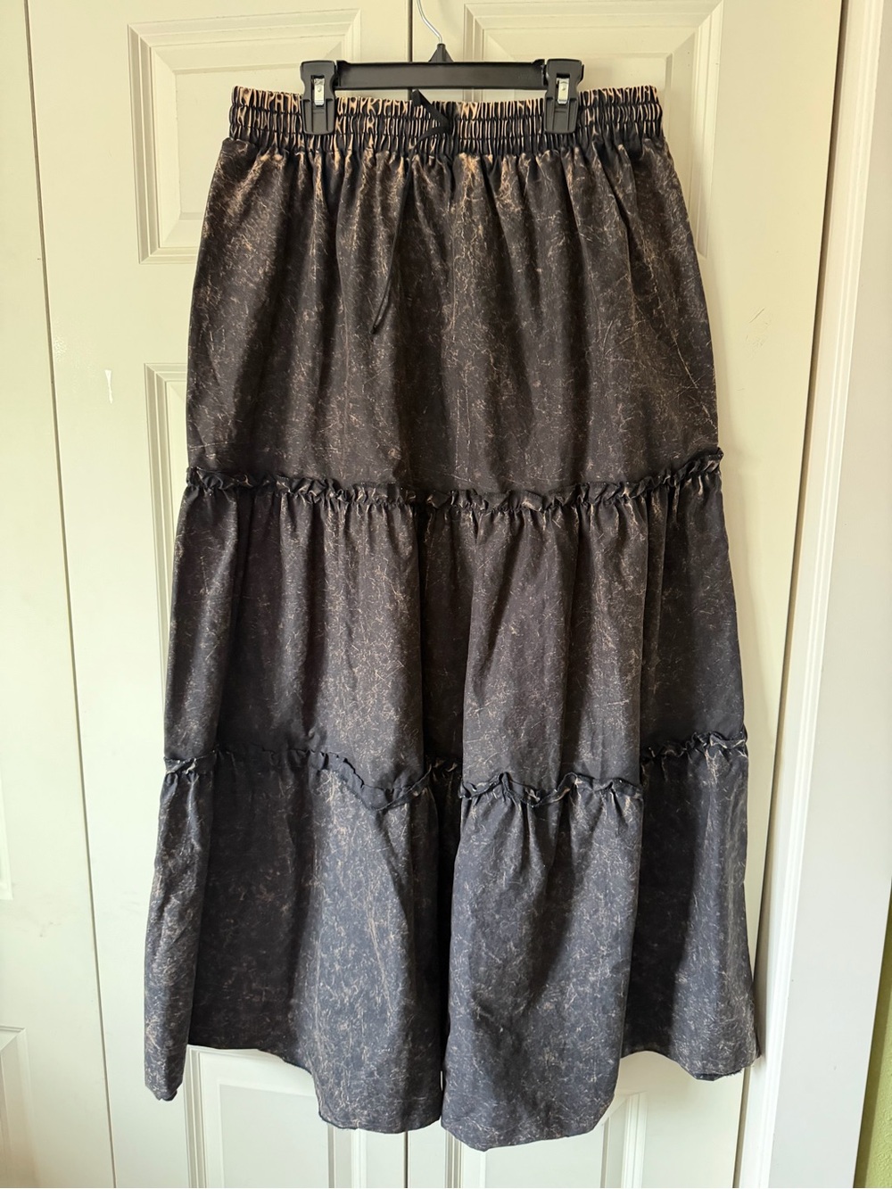 Zenana Outfitters Black Tiered Maxi Skirt with Elastic Waist